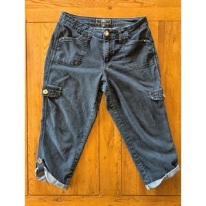 Cato Women's Denim Capri Jeans‎ Size 10 Dark Wash Button Pocket Casual